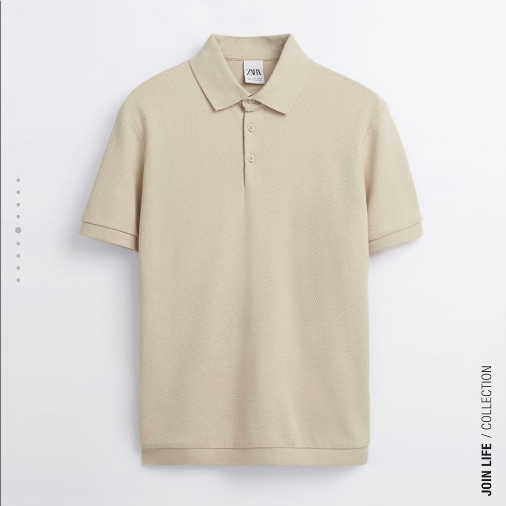 Zara Pique Textured Polo Shirt - Picture 1 of 2